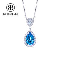 Bijoux fins, collier en argent S925 avec topaze naturelle de 3 carats, pendentif en pierres précieuses pour femmes, collier de bijoux