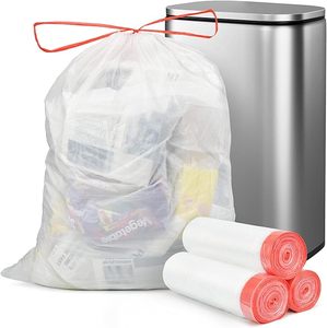 <b>Red</b> Drawstring Handles Garbage Bag HDPE <b>Material</b> 1 Mil 16-18 Gallon Chinese Factory Price Recycled <b>Material</b> HENGCHUN Model - Product Image 1