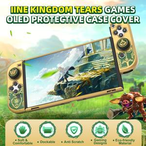 Nouvelle conception, étui de protection doré-vert de qualité supérieure, compatible avec la console OLED, accessoires de jeu, Switch The Legend of Zelda - Product Image 2