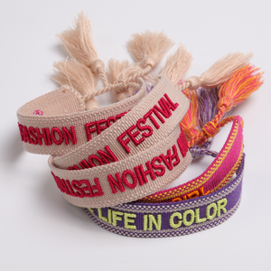 مخصص البوليستر الموسيقى حزب الأحداث التطريز شعار المعصم الفرقة معصمه شرابة قابل للتعديل أسورة منسوجة - Product Image 6