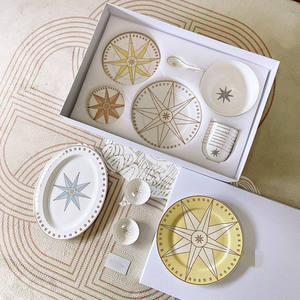 Bone China Design Variedad Carga Postre Platos de cena Borde dorado Porcelana Bone China Vajilla de cerámica - Product Image 2