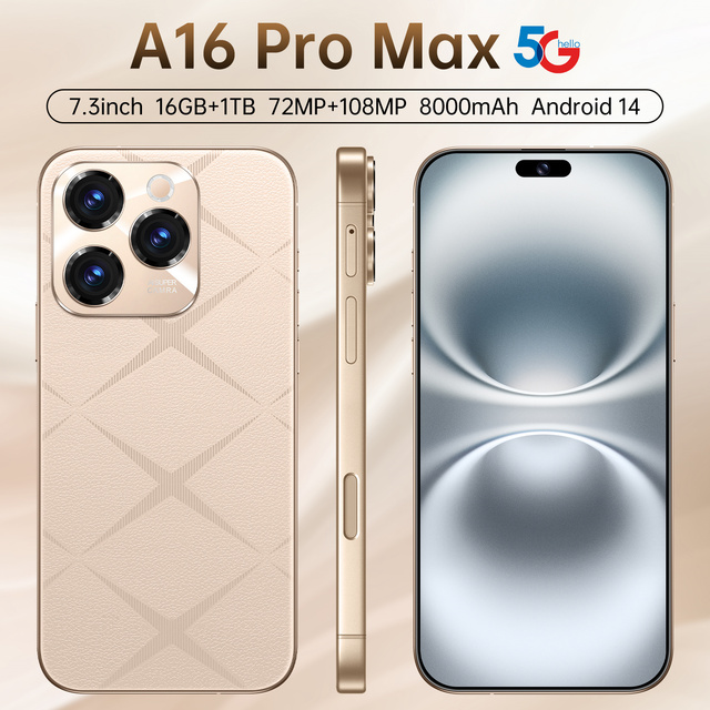 All-Round Flagship 16 Pro Max 5G 16+1TB 8000mAh 7.3" HD OLED 108MP Deca Core Dual SIM Multi-Language Smartphone