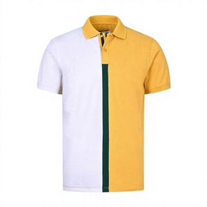 <b>Men's</b> Color Blocked <b>Polo</b> <b>Shirt</b> Short Sleeve Cotton Oxford Fabric Casual Style White Yellow <b>Green</b> Trim - Product Image 4