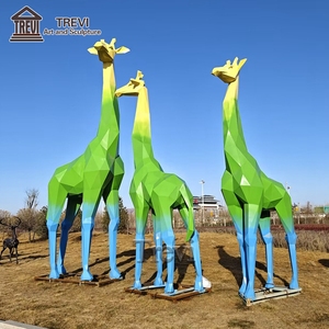 Sculpture géométrique de <span class=keywords><strong>girafe</strong></span> <span class=keywords><strong>en</strong></span> acier inoxydable TREVI, statue d'animal abstraite <span class=keywords><strong>en</strong></span> métal pour la décoration de jardin extérieur - Product Image 2