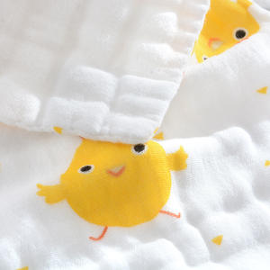 Toalla de Bebé Rectangular de Gasa de Algodón de Seis Capas, 25*50cm, con Diseño de Dibujos Animados Impresos, Tela Jersey, Toalla de Baño para Recién Nacidos, Fujian, China - Product Image 3