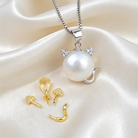 Accessoires de pendentif en argent S925 pour la fabrication de bijoux DIY en perles, support creux en forme de chat électroplaqué, cadeau tendance fait main