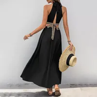 Robe de style ethnique ajourée noire, décontractée pour les vacances, avec faible MOQ