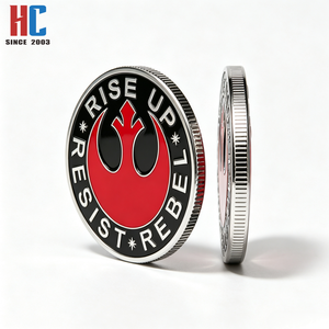 Pièce de monnaie commémorative de collection personnalisée en émail double face, thème Alliance Rebelle, avec <span class=keywords><strong>les</strong></span> messages 'Rise up' et 'Resist', style moderne - Product Image 2