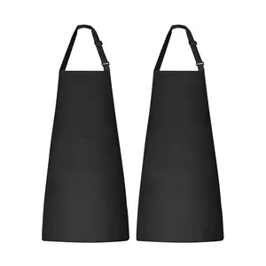 批发价格黑色围裙防水防油可调厨师厨房烹饪围裙园艺烘焙