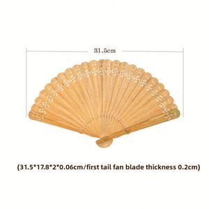 Éventail artisanal classique Ailian en bois de santal vert argentin, style ancien, en bois massif sculpté, Dynastie Han, pour le Nouvel An chinois, bambou - Product Image 6