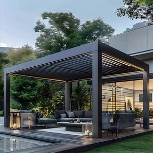 ซุ้มอะลูมิเนียมอะลูมิเนียมอะลูมิเนียมติดผนังสำหรับกลางแจ้งโครงไม้ขึ้นรูปหลังคาแบน - Product Image 2