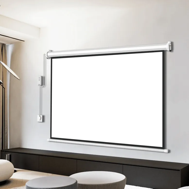Y-120 بوصة الشاشة الإلكترونية عارض الصورة HD أبيض PVC الآلية عارض الصورة شاشة
