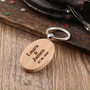 Laser Engraved Personalized <b>Name</b> <b>Tag</b> Metal Carabiner Keychain with Wooden Pendant Small Gift Wedding Inscription Wood Material - Product Image 1