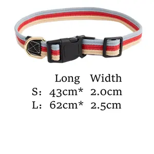 Venta al por mayor suave cómodo ajustable acolchado correas de lona de rayas de colores insertar hebilla personalizada collares de perro - Product Image 2