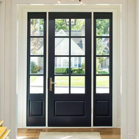 Porte d'entrée double rétro en acier forgé français européen avec vitrage pour villa, cour, appartement, taille personnalisée