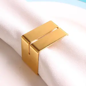 High Quality Gold Square Napkin Rings Square Gold Plated Napkin Ring Perfect For Wedding Every Place Like Home And Hotels