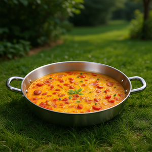Padella per paella Paellera Chef in alluminio da 12 pollici rotonda con manici in acciaio inossidabile per fornelli a gas e a induzione - Product Image 3