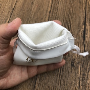 Luxury <strong>White</strong> PU Leather Drawstring Jewelry Pouch Bag with Gold Foil Logo for <strong>Jewellery</strong> Paper Cardboard Packaging <strong>Boxes</strong> - Product Image 6