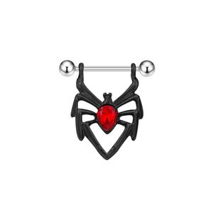 YICAI Punk Acero inoxidable arañas murciélago pezón <span class=keywords><strong>Piercing</strong></span> negro Halloween corazón ala arañas Barbell pezón anillo para mujer hombre - Product Image 5