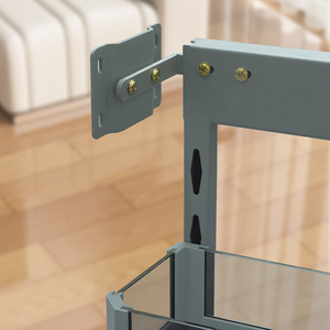 Étagère de rangement ultra-étroite en forme de L en alliage d'aluminium pour armoire de cuisine, avec panier coulissant en verre et support à épices en acier - Product Image 1