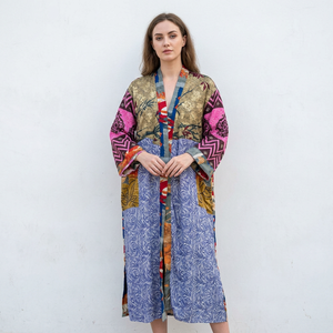 Robes Kimono en Soie à Prix de Gros, Imprimé Floral, Col en V, Fermeture à Cordon, Séchage Rapide, Cadeau Fête des Mères, Demoiselle d'honneur, Taille Unique - Product Image 1
