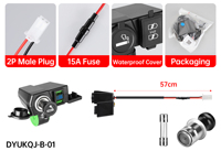 Pengisi Daya Cepat USB Ganda Sepeda Motor 72W, Soket Pemantik Rokok 12/24V dengan Voltmeter LED, 2 Cara Pemasangan di Stang