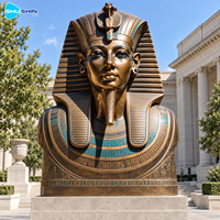 Buste de Pharaon Égyptien en Bronze, Sculpture par Coulée à la Cire Perdus, Statue de Portrait de Roi, Décoration Durable pour Hôtels, Places, Musées, Cours