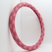 Protecteur de volant de voiture rose pâle en cuir PVC 1,1 mm, monogramme lettre D, accessoires intérieurs automobiles, durable, résistant à l'abrasion