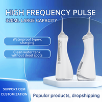 Hydropulseur à jet dentaire électrique portable IPX7 étanche 320ml Irrigateur buccal sans fil rechargeable par USB Irrigateur buccal