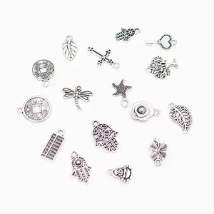 Custom Zinc Alloy Pendants Metal Charm Flower Leaf Hand Shape Lovely Women Popular Party Charms for jewelry making accessories