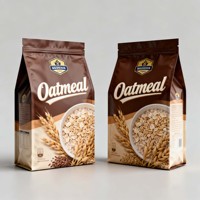 Sachet à fond plat en aluminium pour emballage alimentaire, personnalisable, en matériau de qualité alimentaire, pour céréales, flocons d'avoine et son d'avoine