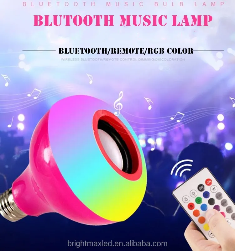 Speaker Bola Lampu Nirkabel LED, Kontrol Jarak Jauh E27 Bola Lampu Musik Pintar RGB