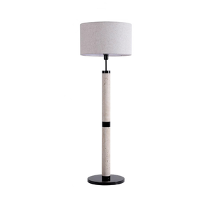 Lampe sur pied en pierre de <span class=keywords><strong>travertin</strong></span> naturelle en gros pour OEM avec abat-jour en tissu de lin, lampe sur pied moderne et haute pour salon - Product Image 3