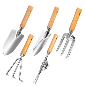Set di Attrezzi <span class=keywords><strong>da</strong></span> Giardinaggio Portatile per la Cura delle Piante Include Paletta, Trapiantatoio, Coltivatore, Rastrello, Estirpatore, Forcone con Manico in Legno - Product Image 1