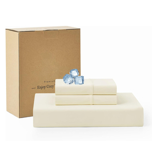 Drap-housse rafraîchissant <span class=keywords><strong>Queen</strong></span> Size avec 2 taies d'oreiller Ensemble de draps respirants pour dormeur chaud et sueurs nocturnes Crème Blanc - Product Image 1