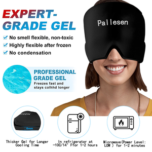 Vente en gros en usine-Logo imprimé Gel Ice Relief Cap Cool Head Ice Pack Mask Soulagement des maux de tête Compresse Form Fitting Cold Therapy Hat - Product Image 4
