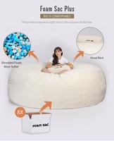 Fauteuils géants en forme de pouf avec mousse à mémoire de forme, fauteuil inclinable extra large en fausse fourrure Sherpa de 9 pieds/270 cm pour adultes