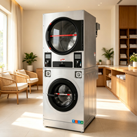 Commercial Electric Stacked Washer Dryer with Stainless Steel Housing for Hotels Resorts & Business Use