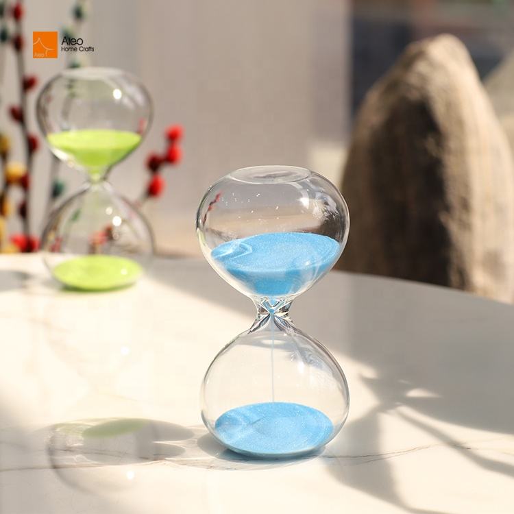 Hot Selling in Portugal Classic 2min BLUE Sand Hour Glass Crystal Hourglass 3min 5min 10min Sand Timer Stands with logo Without