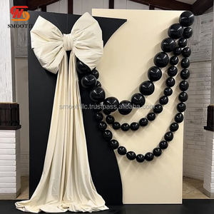 การตกแต่งงานอีเว้นท์สีดำเรียบสำหรับวันวาเลนไทน์โบว์ผ้าสำหรับงานแต่งงานงานเลี้ยงฉากหลังเวทีตกแต่ง - Product Image 3