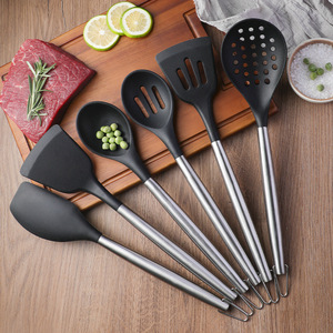 طراز جديد 12 قطعة أدوات طهي كاملة طقم أواني مطبخ من السيليكون طقم سكاكين طاه احترافية مع كتلة خشبية - Product Image 6