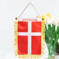 Fags de fenêtre de voiture personnalisés accrochent le mini drapeau afghan de miroir de voiture au brésil mini drapeau de fanion avec des glands.