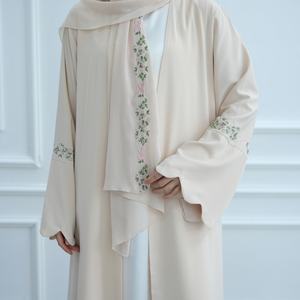 ロリヤ ドバイ アバヤ メーカー イスラム服 アバヤ 2025年 レディースドレス フロント刺繍 アバヤとヒジャブ 2点セット 夏 - Product Image 5