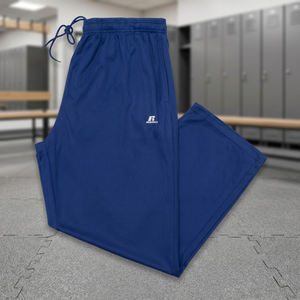 Custom Athletic <b>Men's</b> Big Tall Dri-Power <b>Pants</b> 100% Cotton Royal/<b>White</b> XL Size Straight Pattern Pleat Zipper Colored Terry - Product Image 3