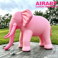 Décoration sur le thème rose, mascotte géante en forme d'éléphant, jouet gonflable, animaux sauvages, statue de dessin animé, accessoires