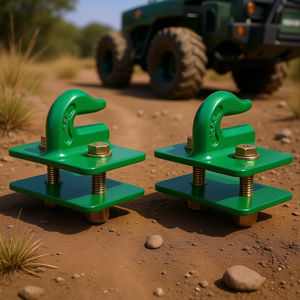 Crochets de remorquage en acier forgé 3/8 po avec plaque de support pour utilisation en récupération avec godet de tracteur - Product Image 2