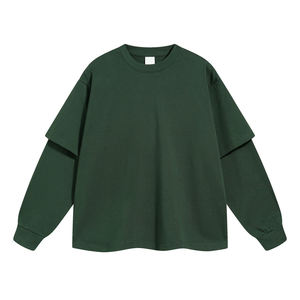 Custom Round Neck Double Layered Longsleeve t Shirt Crop Top Tee Oversized Double Layer <b>Long</b> <b>Sleeve</b> <b>Tshirt</b> <b>Men</b> Design Cropped - Product Image 4