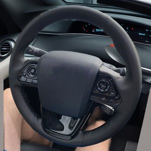 Coprivolante per auto in pelle di fibra di carbonio per Toyota Prius 4 <span class=keywords><strong>Mirai</strong></span> Prius Prime 2015 <span class=keywords><strong>2016</strong></span> 2017 2018 2019 2020-2022 - Product Image 3