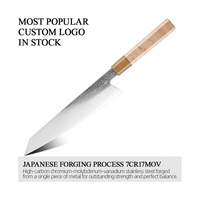 Couteau japonais Kiritsuke de 9 pouces, acier inoxydable 7CR17MOV, couteau de cuisine forgé, manche en bois, couteau à hacher