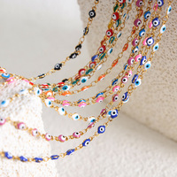Collier à perles œil de chat mystérieux pour femmes, chaîne à maillons multicouche jusqu'à la clavicule, style tendance pour les anniversaires